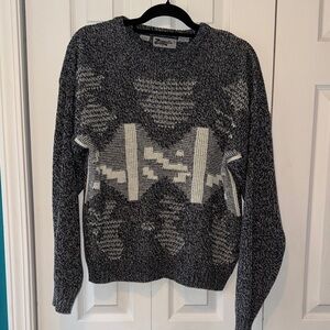 Vintage Zeppelin Navy and White Knit Sweater